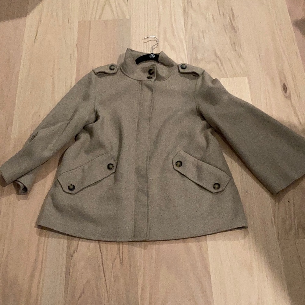 Zara Wool Blend Cape Sleeve Coat Medium - Picture 4 of 9